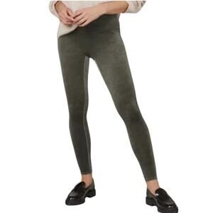 Spanx Women's Velvet Leggings Dark Palm Green Size Small Shaping Tummy Control